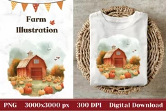 Watercolor Pumpkins Illustration, Farm House Sublimation Product Image 1