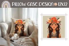 Ethnic Pillow Design, Cartoon Girl Pillow Sublimation Product Image 1