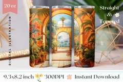 Summer Tumbler Wrap Design, Vacation Tumbler Template Product Image 1