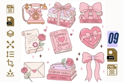 Romantic Coquette Book Clipart PNG SVG, Pink Romance Books Product Image 1