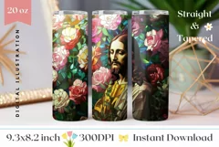 Stained Glass Jesus Tumbler, Christian Sublimation Tumbler Product Image 1