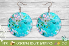 Sakura Round Earrings PNG, Floral Earrings Design Product Image 1