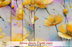 Spring flowers digital paper, background clipart Product Image 1