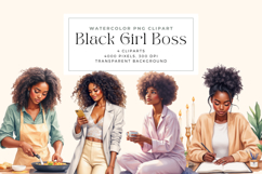 Watercolor Black Girl Boss Routine Cliparts Product Image 1