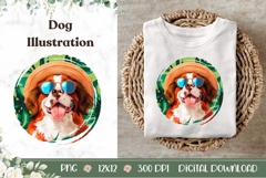 Tropical Saint Bernard Dog llustration, Saint Bernard PNG Product Image 1