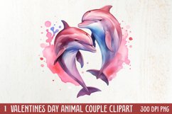 Valentines Day Animal Couple Clipart, Valentine Couple Product Image 1