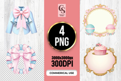 Pastel Bow Frame Decor Clipart Sublimation PNG Product Image 1