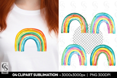 Vibrant Rainbow Watercolor Bright Clipart Sublimation PNG Product Image 1