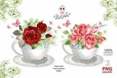Watercolor illustration of flowers in a mug Product Image 1