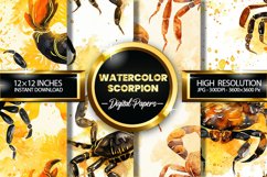 Watercolor Scorpion Digital Papers - 04 Variations Product Image 1