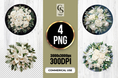 White Rose Floral Bouquet Clipart Sublimation PNG Product Image 1