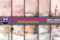 Gold and Pink Christmas Backgrounds PNG Product Image 1