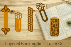 Honey bee bookmarks svg layered, Laser cut bookmarks Product Image 1
