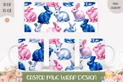 Watercolor Easter Bunny Mug Design, Easter Mug Template Product Image 1