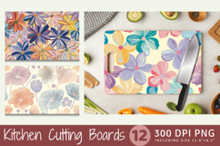Funky Pastel Flowers Cutting Boards sublimation Design Product Image 1