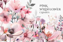 Pink Wildflower Clipart PNG, Decorative Watercolor Floral Product Image 1