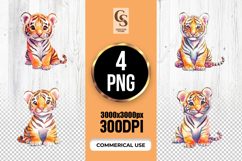 Cute Tiger Cub Clipart Sublimation PNG Product Image 1