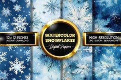 Watercolor Snowflakes Digital Papers - 04 Variations Product Image 1