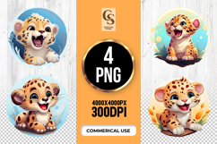Playful Baby Leopard Clipart Sublimation PNG Product Image 1
