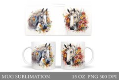 Horse Mug Wrap Design. Horse Flowers Mug Wrap Sublimation Product Image 1