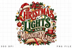 Christmas Lights and Midnight Reads PNG, Christmas Books Product Image 3