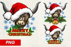 christmas cow merry christmas png longhair cow sublimation Product Image 1