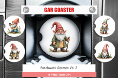 Patchwork Gnomes Car Coaster Product Image 1