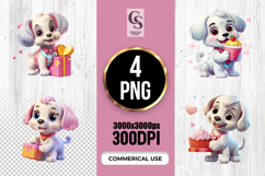 Cute Puppy With Gifts Clipart Sublimation PNG Product Image 1