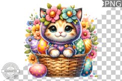 Easter Cat Sublimation - Easter Clipart PNG Design Product Image 1