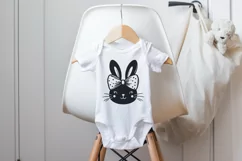 Baby bunny face silhouette with a bow SVG, EPS, PNG. Product Image 4