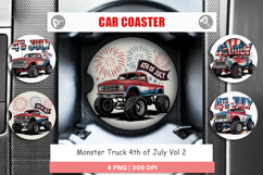 Car Coaster 4th of July Monster Truck Product Image 1