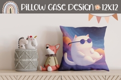 Funny Cat Pillow Case, Cosmic Pillow Design, Cartoon Cat PNG Product Image 1