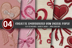 Coquette Embroidered Bow Digital Paper Product Image 1