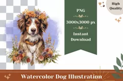 Watercolor Dog Illustration PNG, Dog Sublimation Design Product Image 1