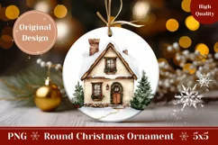 Watercolor Christmas Round Ornament, Winter Ornament Design Product Image 1