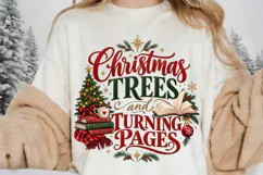 Christmas Trees and Turning Pages PNG, Book Lover Christmas Product Image 1