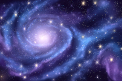 Glowing Spiral Galaxy and Starry Purple Cosmic Background Product Image 1