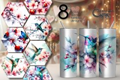 Watercolor spring flower | Skinny tumbler Sublimation bundle Product Image 1