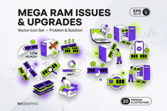 RAM Memory Issues Upgrade Vector Icon Bundle EPS set Product Image 1