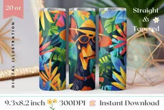 Tropical Tumbler Wrap, Doberman Pinscher Tumbler Design Product Image 1