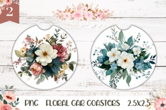 Spring Flowers Car Coasters, Flowers Round Coaster Designs Product Image 1
