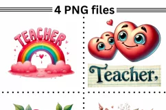 Teacher Themed Retro PNGs for DIY Crafting, Vibrant Teacher Product Image 2