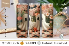 Cute Halloween Tumbler 3D Wrap, Funny Ghost Tumbler Template Product Image 1