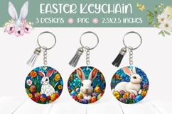Stained Glass Easter Eggs Keychain Template, Easter PNG Product Image 1