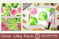 Pink &amp; Green Watercolor Limes Cutting Boards sublimation Des Product Image 1