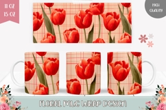 Red Tulips Mug Wrap, Floral Mug, Flowers Mug Template Product Image 1