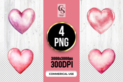 Watercolor Pink Heart Clipart Sublimation PNG Product Image 1