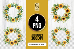 Watercolor Sunflower Wreath Clipart Sublimation PNG Product Image 1