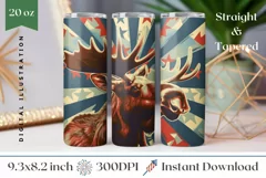 Moose Tumbler Design, Animals Tumbler Wrap Sublimation Product Image 1