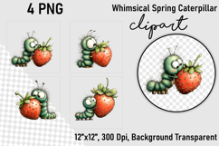 Whimsical Spring Caterpillar Clipart png Product Image 1